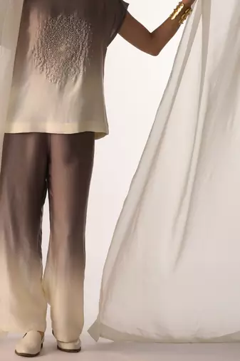 Grey embroidered sequins work linen co ord sets