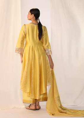 Lemon embroidered chanderi kurta sets 4