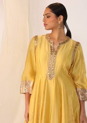 Lemon embroidered chanderi kurta sets 5
