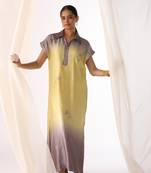Lemon embroidered sequins work linen fusion wear