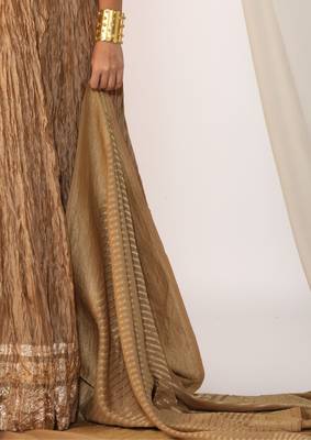 Champagne embroidered gota patti silk fusion wear 4