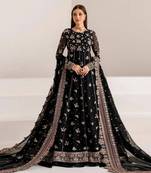 Black fauk gerogette sequence embroidered semi stitched salwar suit