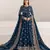 Navy blue fauk gerogette sequence embroidered semi stitched salwar suit