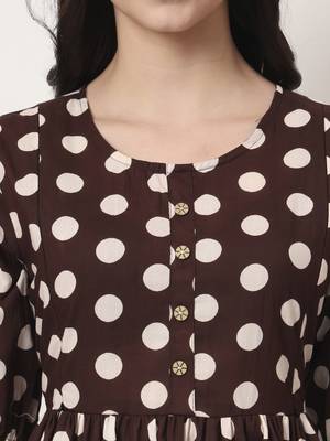 brown cotton maternity gathered or pleated kurta pants set 4