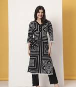 black cotton straight kurta set