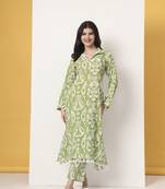 green ikat pure cotton cord set