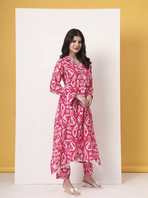 pink ikat  pure cotton cord set 2