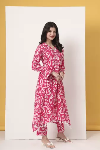 pink ikat  pure cotton cord set