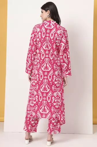 pink ikat  pure cotton cord set
