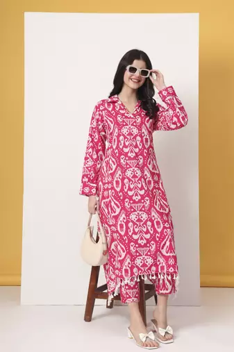 pink ikat  pure cotton cord set