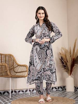 black boho print pure cotton co-ord set 1