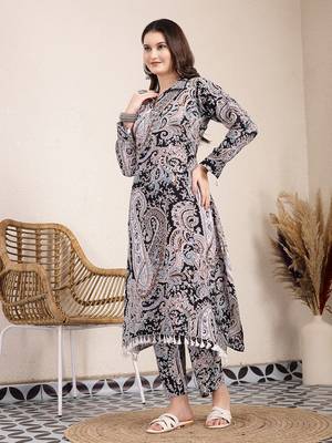 black boho print pure cotton co-ord set 2