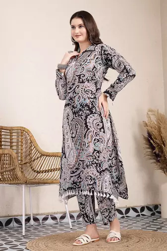 black boho print pure cotton co-ord set