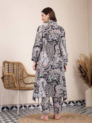 black boho print pure cotton co-ord set 3