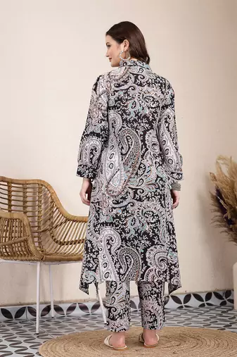 black boho print pure cotton co-ord set