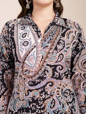 black boho print pure cotton co-ord set 4