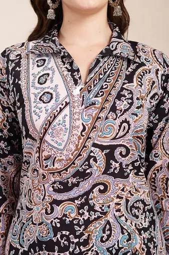 black boho print pure cotton co-ord set