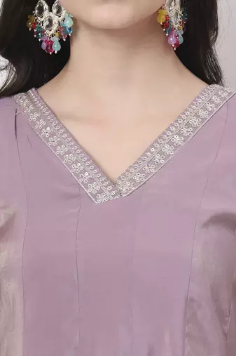 silk purple anarkali kurta dupatta palazzo set