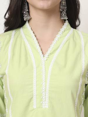 premium cotton poplin green kurta dupatta pant set 4
