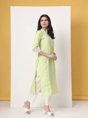premium cotton poplin green kurta dupatta pant set 5