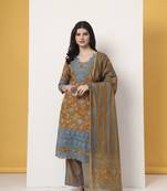 pure cotton mustard kurta dupatta set with lace detailing
