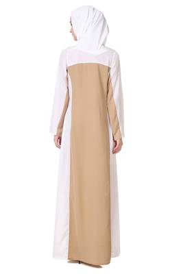 Modest color block abaya 5