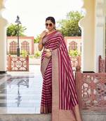 Wine Zari Woven Banarasi Soft Georgette Saree