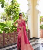 Dark Pink Zari Woven Banarasi Soft Georgette Saree