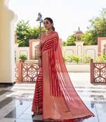 Light Pink Zari Woven Banarasi Soft Georgette Saree