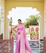 Light Pink Zari Woven Banarasi Soft Georgette Saree