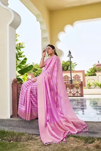 Light Pink Zari Woven Banarasi Soft Georgette Saree