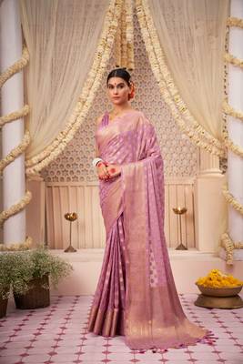  Lilac Zari Woven Banarasi Soft Georgette Saree  2