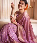  Lilac Zari Woven Banarasi Soft Georgette Saree 