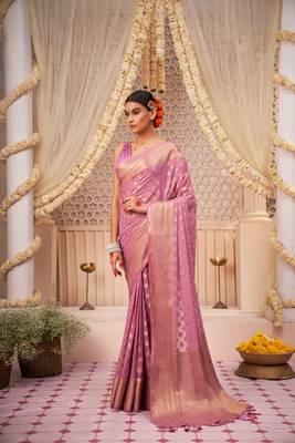  Lilac Zari Woven Banarasi Soft Georgette Saree  3