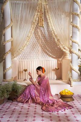  Lilac Zari Woven Banarasi Soft Georgette Saree  5