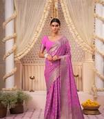 Pink Zari Woven Banarasi Soft Georgette Saree