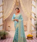 Light Blue Zari Woven Banarasi Soft Georgette Saree