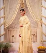 OFF White Zari Woven Banarasi Soft Georgette Saree