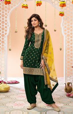Green Embroidered Viscose Punjabi Salwar Suit 1