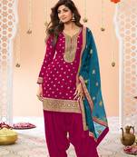 Pink Embroidered Viscose Punjabi Salwar Suit