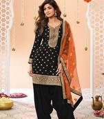 Black Embroidered Viscose Punjabi Salwar Suit