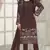 Coffee embroidered faux georgette semi stitched sharara suit