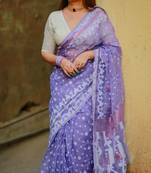 Violet Soft Jamdani Saree With Blouse Piece