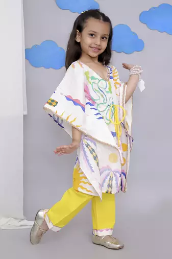 Multicolor sun print kaftan kurta set
