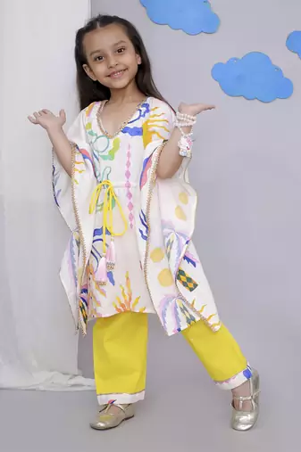 Multicolor sun print kaftan kurta set