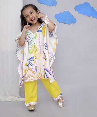 Multicolor sun print kaftan kurta set 4