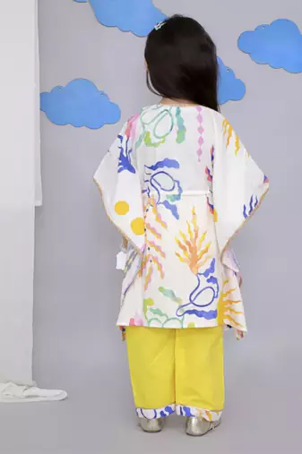 Multicolor sun print kaftan kurta set