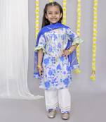 Blue rose print kurta set