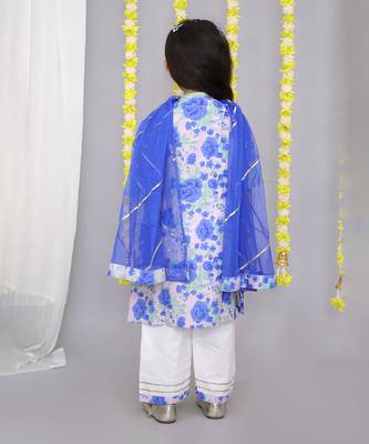 Blue rose print kurta set 3