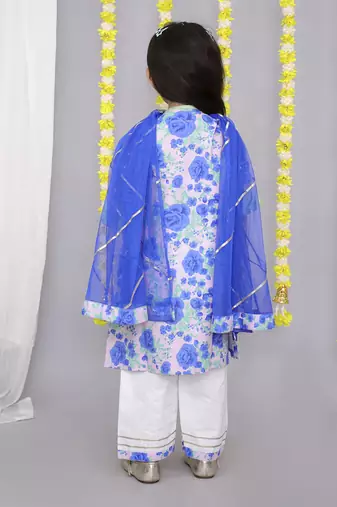 Blue rose print kurta set